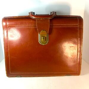 Vintage Leather Hard Case Briefcase Top Grain Cowhide Document Bag Made in USA.